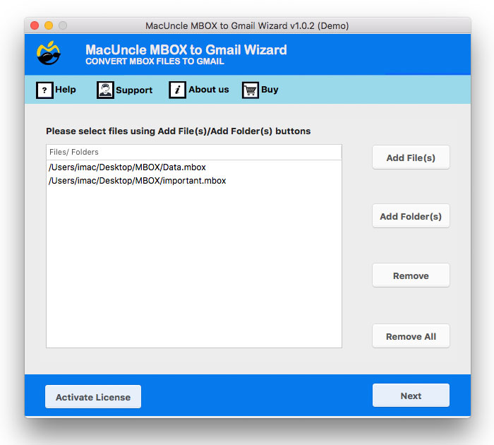 add mbox files