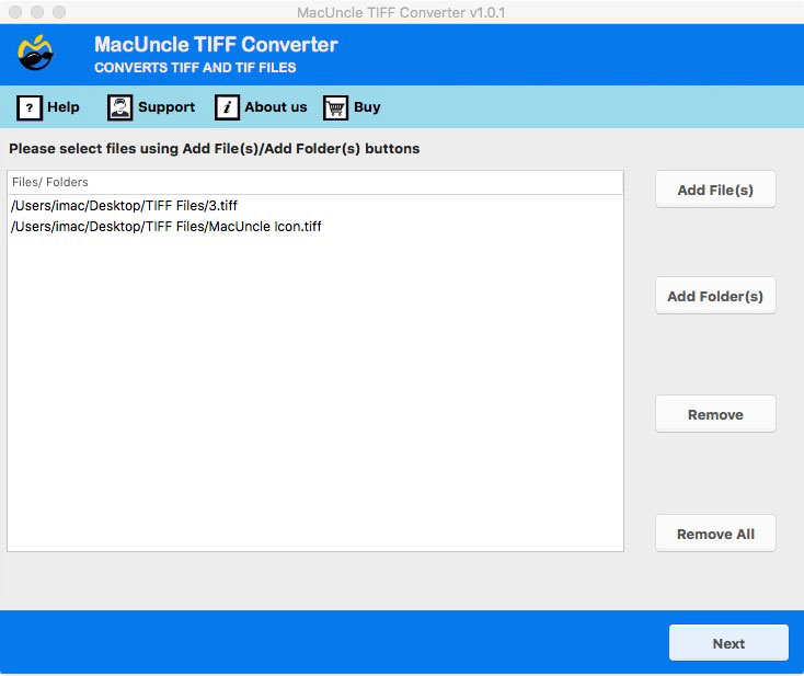 Add TIFF files