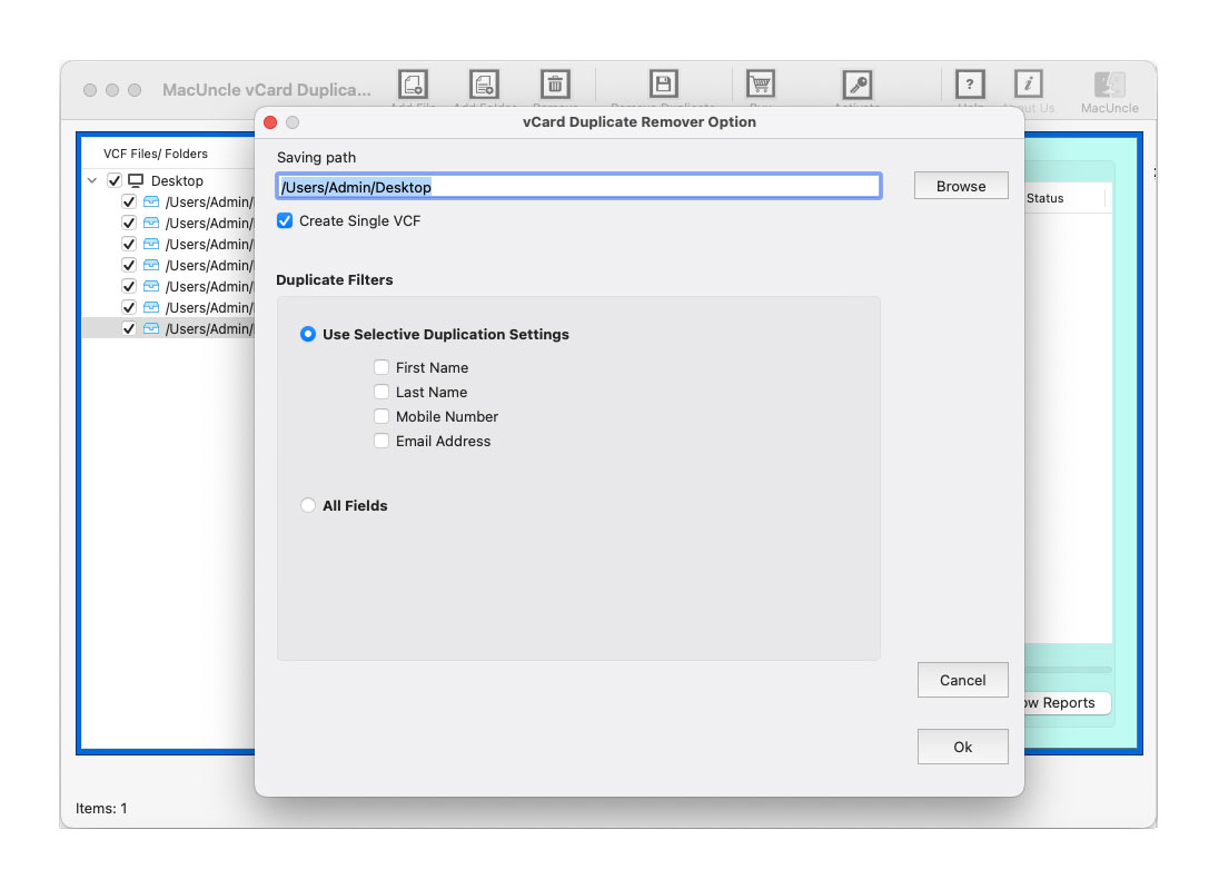 select selective duplication settings