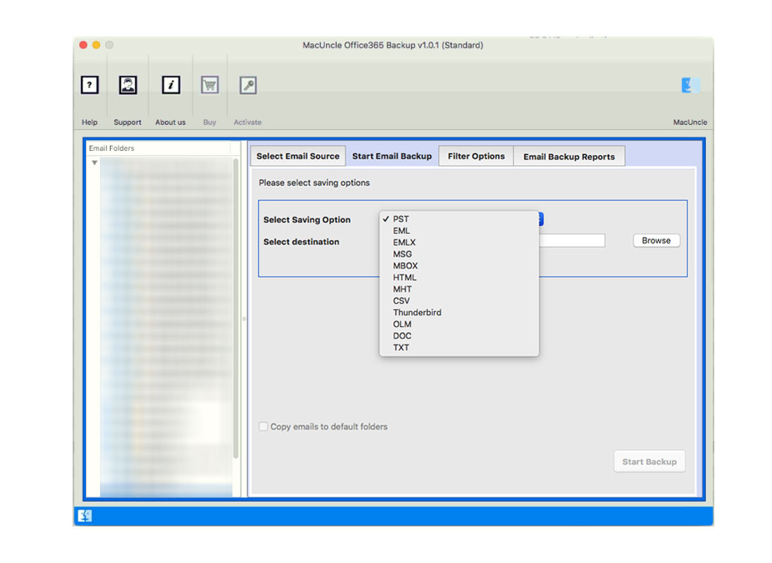 choose the pst option