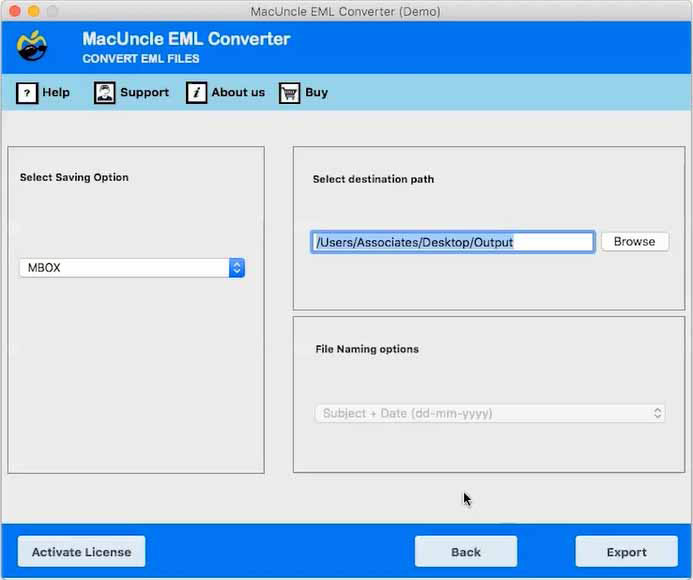 Browse destination location to save Windows Live Mail