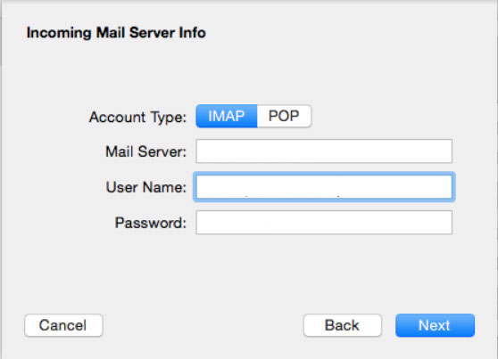 enter server info