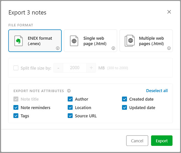 Export Evernote to PDF Mac