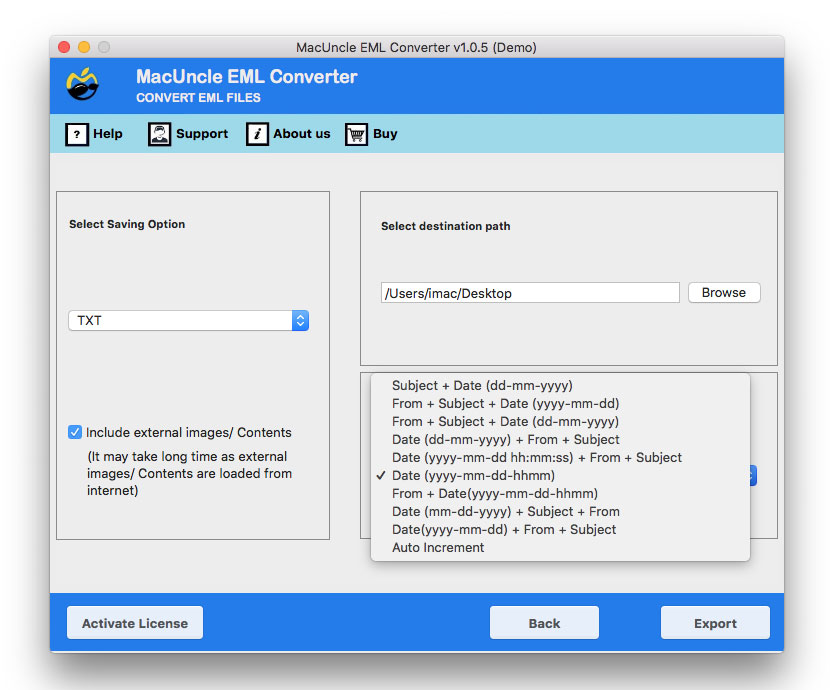 select name and saving path