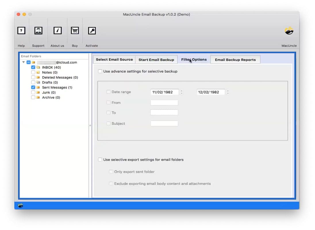 Filter option to select emails