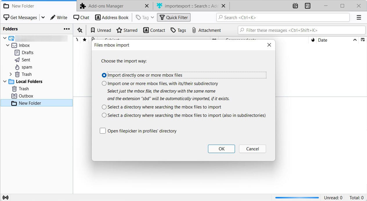 import mbox to thunderbird