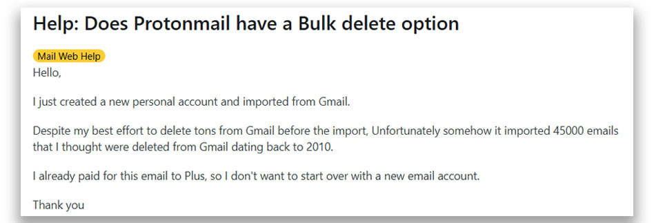 mass delete emails in protonmail