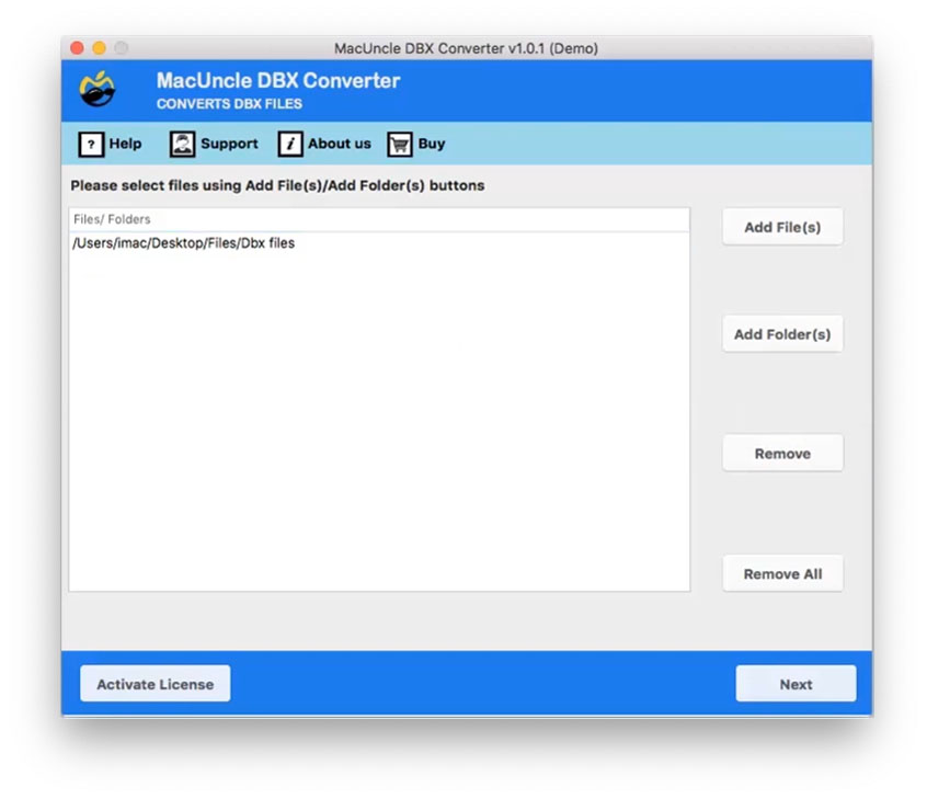 Upload DBX files