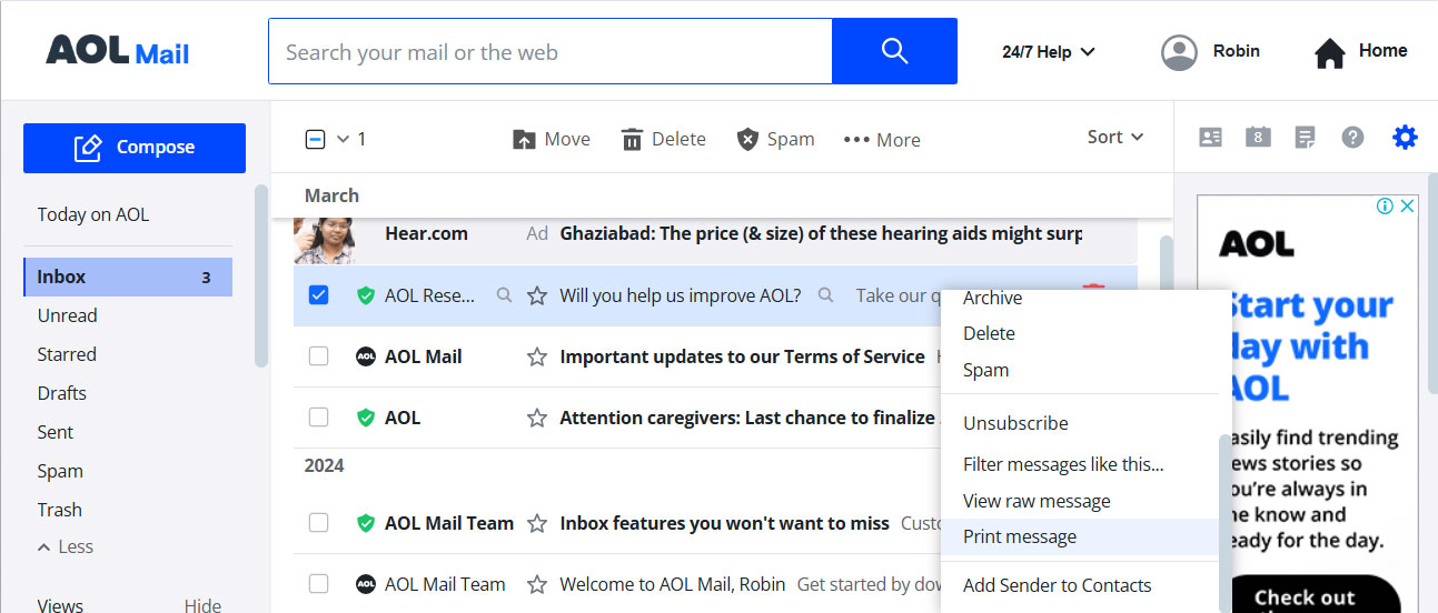 choose desired emails