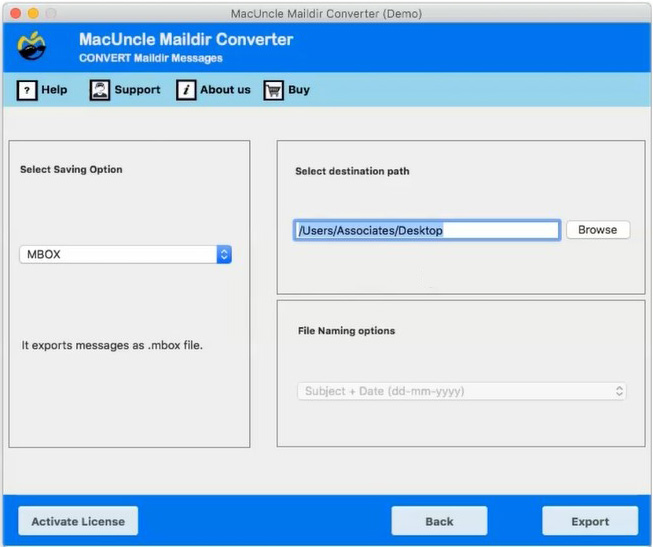 choose MBOX format from the option