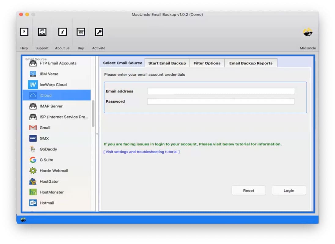 Run the tool to transfer iCloud to gmail