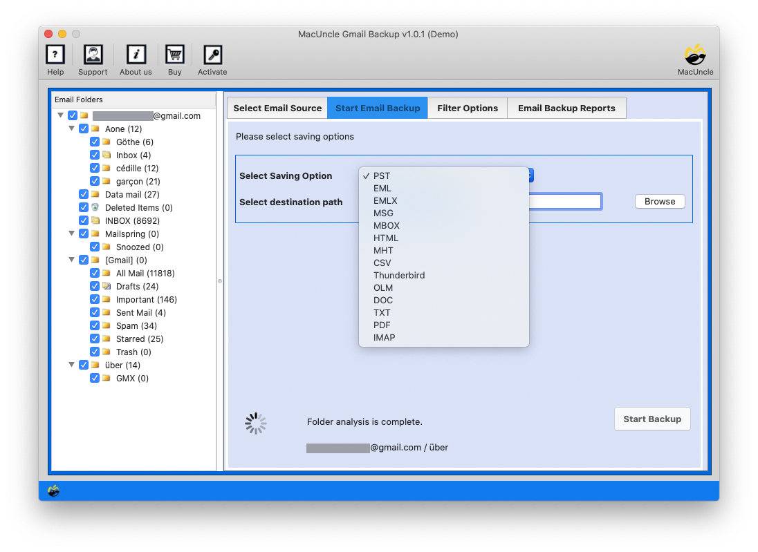 Select PDF option to save gmail emails as pdf